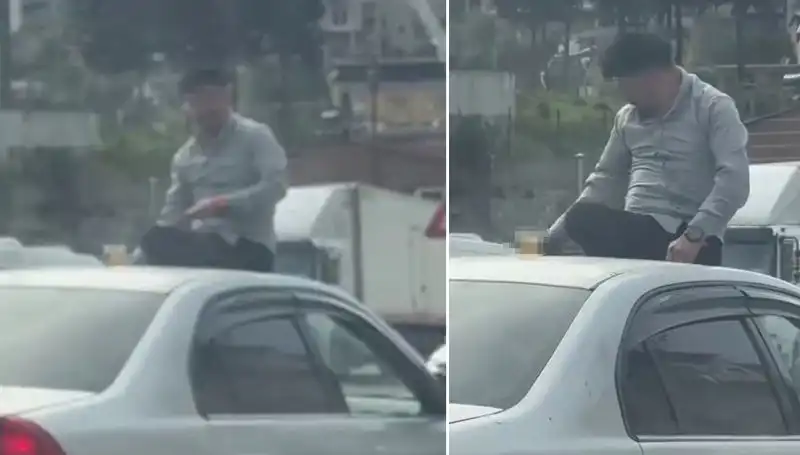 Trafikte Şaşkına Çeviren Olay: Otomobil Üzerinde Eğlenceli Alem!